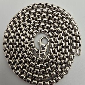 $599 Authentic David Yurman Sterling Silver 3.6mm Box Chain 25" 34grams